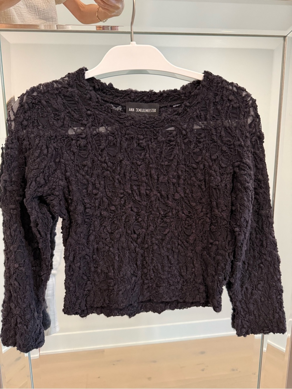Ann Demeulemeester Black Textured Cropped Sweater